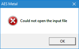 AES Metal Open File Error Message