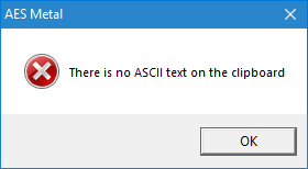 AES Metal Paste Error Message