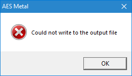 AES Metal Save Error Message