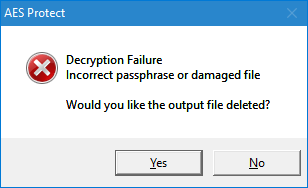 AES Protect Decrypt Failure Message