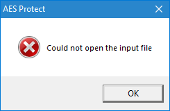 AES Protect Open File Error Message