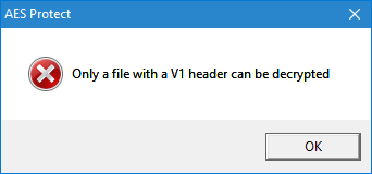 AES Protect Header Version Error Message