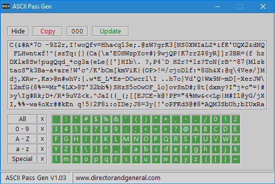 ASCII Pass Gen Usage